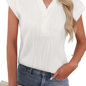 Chic White Textured Women's Blouse